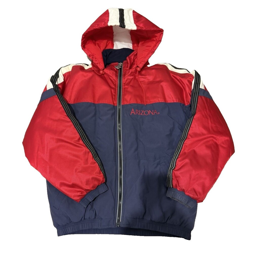 Vintage Starter Arizona Wildcats Jacket Mens L Hooded Puffer Coat Thick Insulate